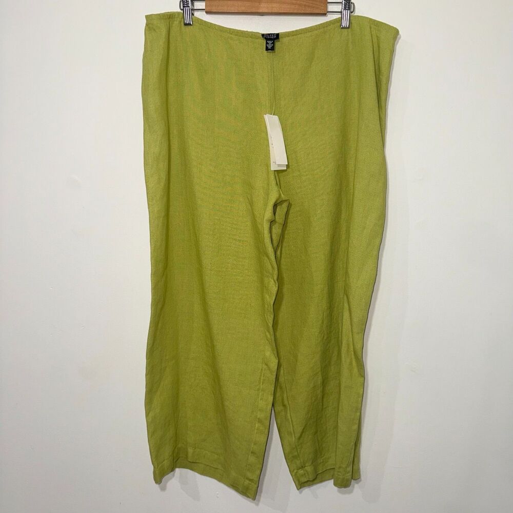 Eileen Fisher Heavy Linen Size Zip Cropped Pant - Artichoke XL